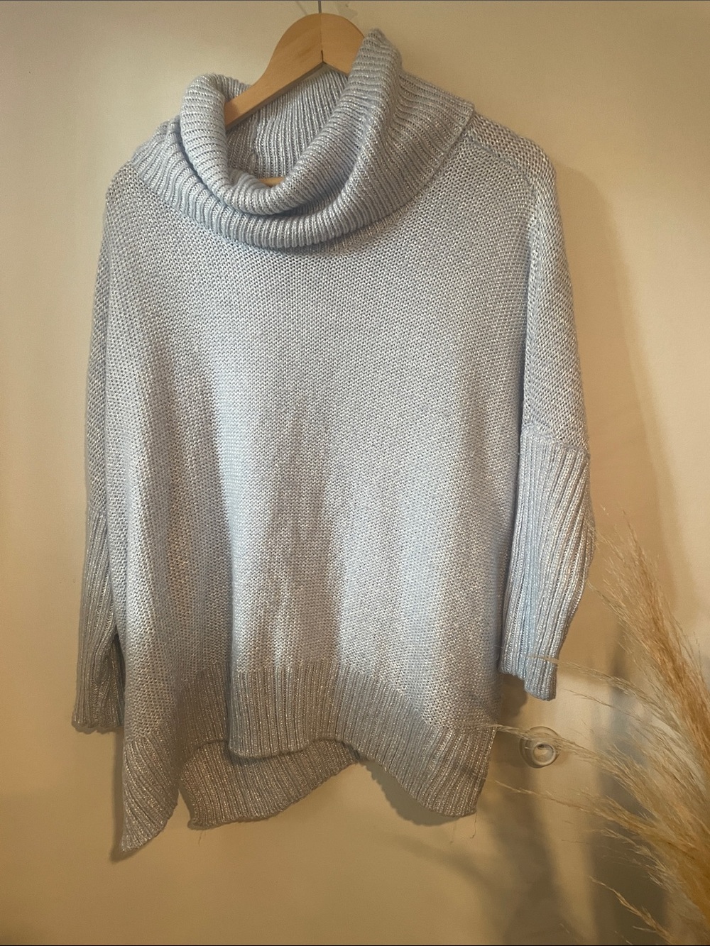 Light Blue Chico Cowl Neck Sweater Pullover Sz 3 B136